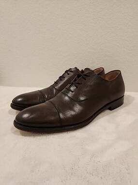 Men's 10.5 Antonio Maurizi Italian Leather EU 44 Dark Brown Dress Shoes